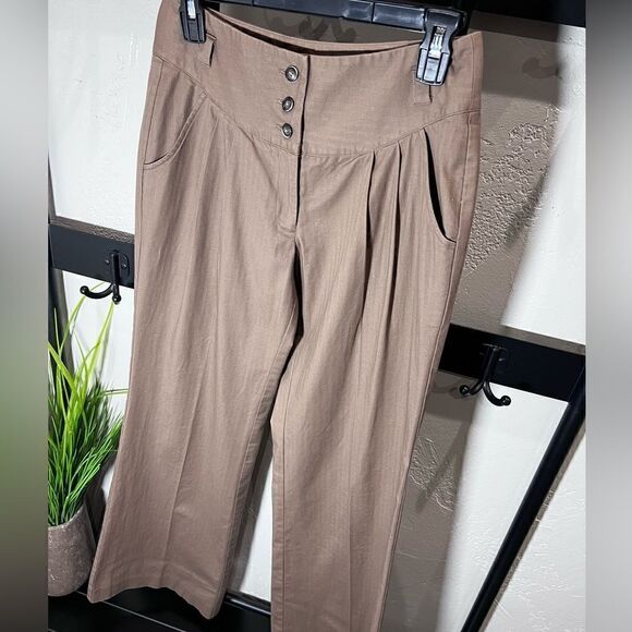 BCBGeneration high waist flare leg pinstriped trousers brown size 6 - Picture 3 of 14